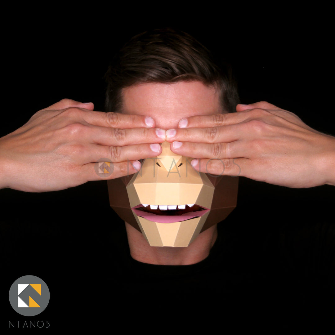 Monkey Half Mask | Papercraft Mask Templates By Ntanos monkey-half-mask-papercraft-mask-templates-by-ntanos